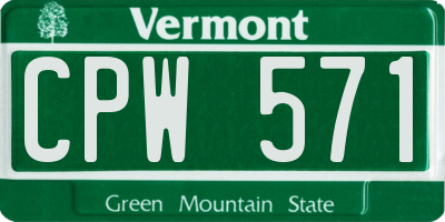 VT license plate CPW571