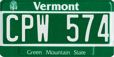 VT license plate CPW574