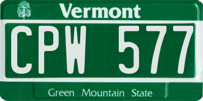 VT license plate CPW577