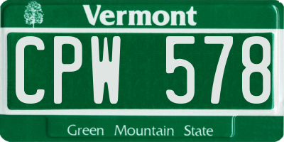 VT license plate CPW578
