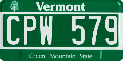 VT license plate CPW579