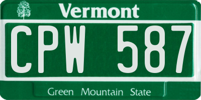VT license plate CPW587