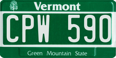 VT license plate CPW590