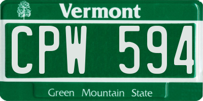 VT license plate CPW594
