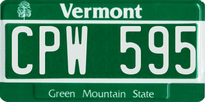 VT license plate CPW595
