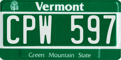 VT license plate CPW597