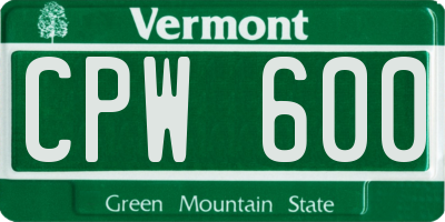 VT license plate CPW600