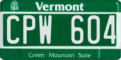 VT license plate CPW604
