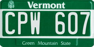 VT license plate CPW607