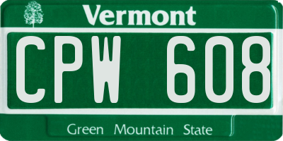 VT license plate CPW608