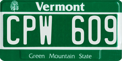 VT license plate CPW609