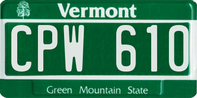 VT license plate CPW610