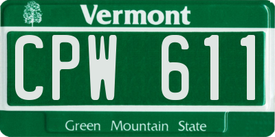 VT license plate CPW611