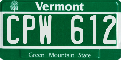 VT license plate CPW612