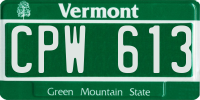VT license plate CPW613