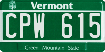 VT license plate CPW615