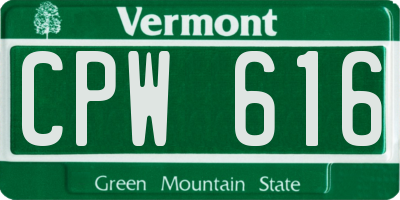 VT license plate CPW616
