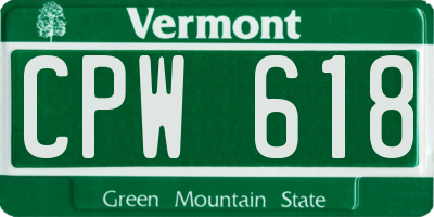 VT license plate CPW618