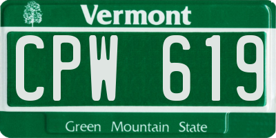 VT license plate CPW619