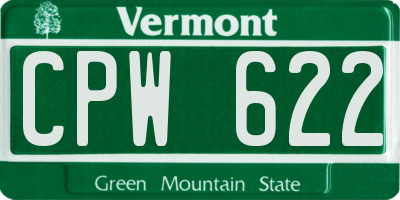 VT license plate CPW622