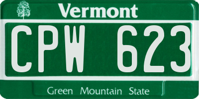 VT license plate CPW623