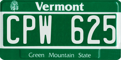VT license plate CPW625