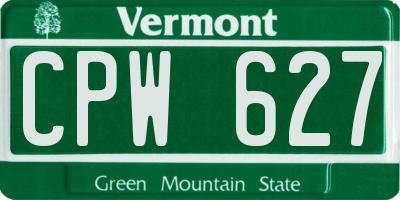 VT license plate CPW627