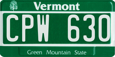 VT license plate CPW630
