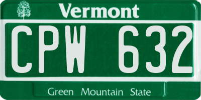 VT license plate CPW632