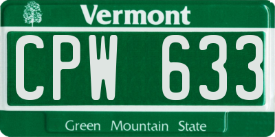 VT license plate CPW633