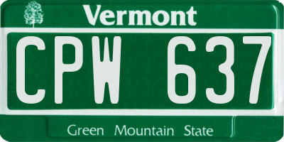 VT license plate CPW637