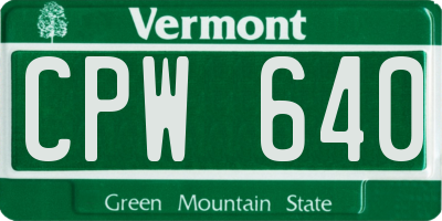 VT license plate CPW640
