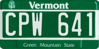 VT license plate CPW641
