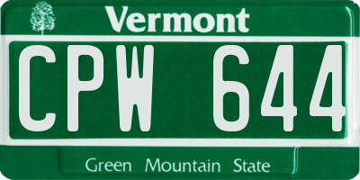 VT license plate CPW644