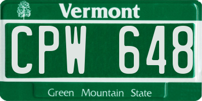 VT license plate CPW648