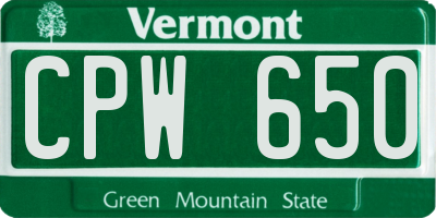 VT license plate CPW650