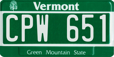 VT license plate CPW651