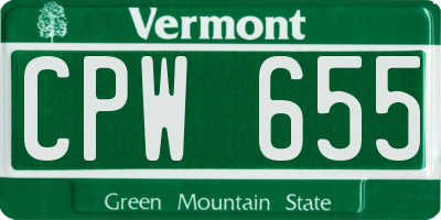VT license plate CPW655