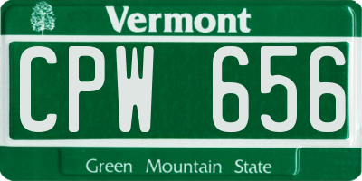 VT license plate CPW656