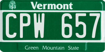 VT license plate CPW657