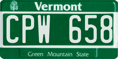 VT license plate CPW658