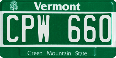 VT license plate CPW660