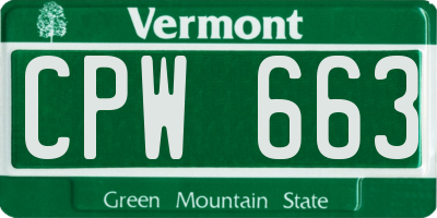VT license plate CPW663