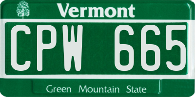 VT license plate CPW665