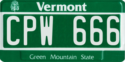 VT license plate CPW666