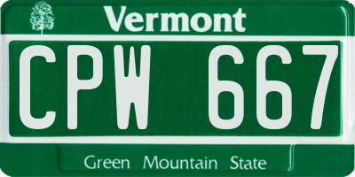 VT license plate CPW667