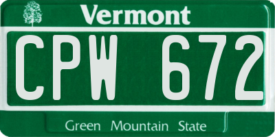 VT license plate CPW672