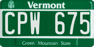 VT license plate CPW675