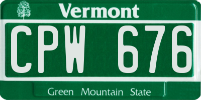 VT license plate CPW676