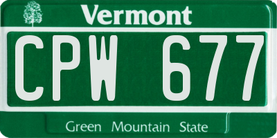 VT license plate CPW677